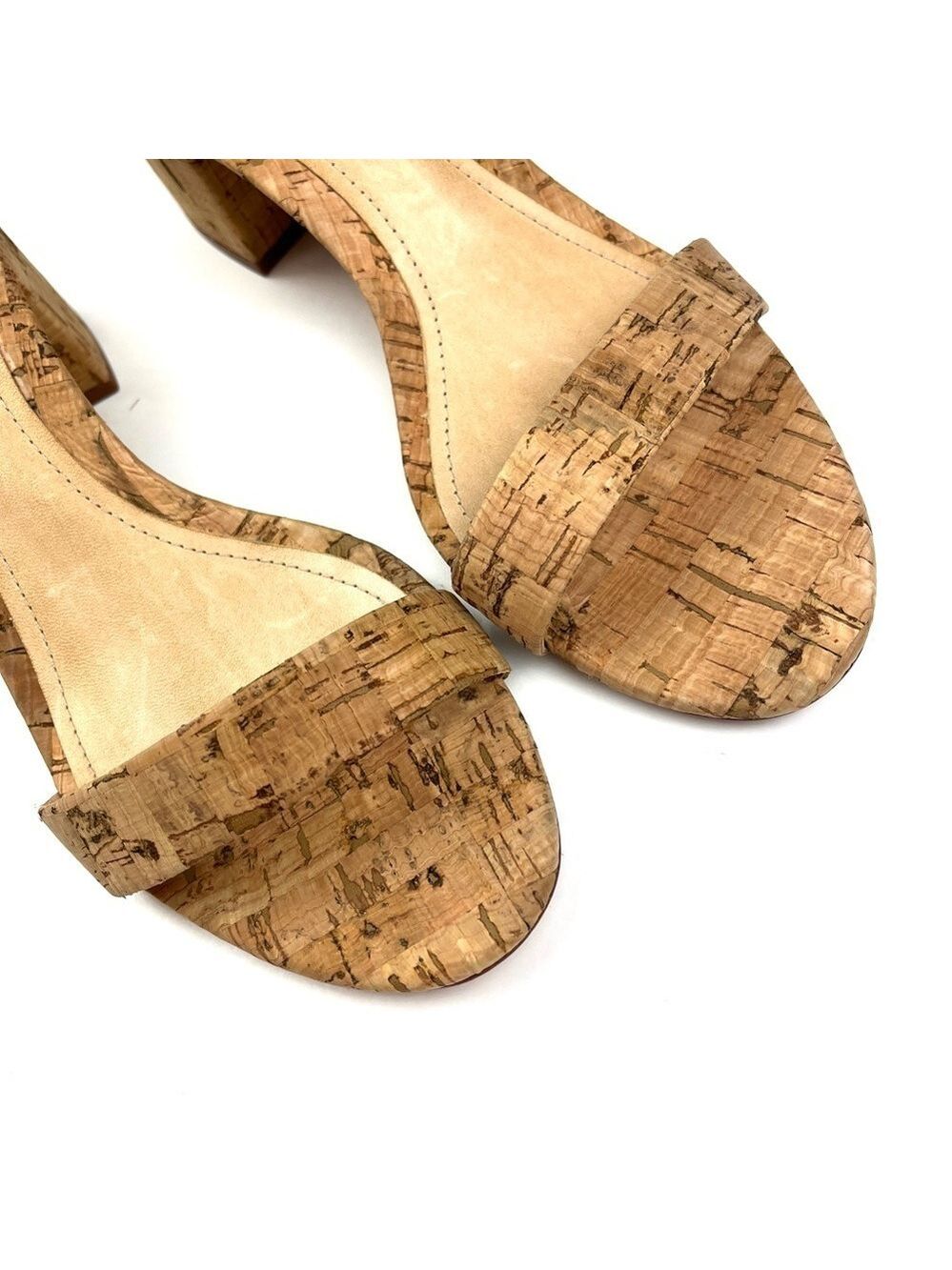 New Schutz Chimes Ankle Strap Block Heel Cork Sandals size 8.5 - Picture 5 of 8